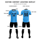 Custom Powder Blue Classic Striped Personalized Soccer Tops/Sets Jersey