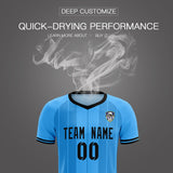 Custom Powder Blue Classic Striped Personalized Soccer Tops/Sets Jersey