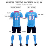 Custom Powder Blue Classic Striped Personalized Soccer Tops/Sets Jersey