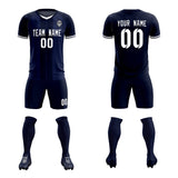 Custom Navy Classic Striped Personalized Soccer Tops/Sets Jersey