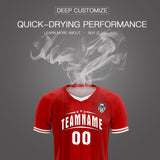 Custom Red Classic Striped Personalized Soccer Tops/Sets Jersey