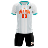 Custom White Classic Striped Personalized Soccer Tops/Sets Jersey