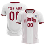 Custom White Classic Striped Personalized Soccer Tops/Sets Jersey