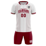 Custom White Classic Striped Personalized Soccer Tops/Sets Jersey