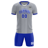 Custom Gray Classic Striped Personalized Soccer Tops/Sets Jersey
