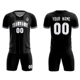 Custom Black Classic Striped Personalized Soccer Tops/Sets Jersey