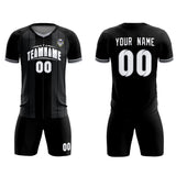 Custom Black Classic Striped Personalized Soccer Tops/Sets Jersey