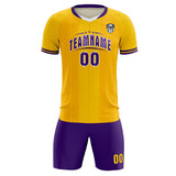 Custom Gold Classic Striped Personalized Soccer Tops/Sets Jersey