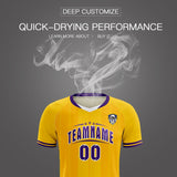 Custom Gold Classic Striped Personalized Soccer Tops/Sets Jersey