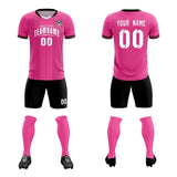 Custom Pink Classic Striped Personalized Soccer Tops/Sets Jersey