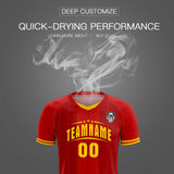 Custom Red Classic Striped Personalized Soccer Tops/Sets Jersey