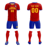 Custom Red Classic Striped Personalized Soccer Tops/Sets Jersey