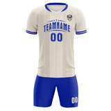 Custom Cream Classic Striped Personalized Soccer Tops/Sets Jersey
