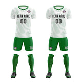 Custom White Kelly Green Training Uniform For Men Soccer Sets Jersey