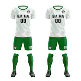 Custom White Kelly Green Training Uniform For Men Soccer Sets Jersey
