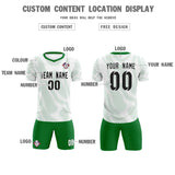 Custom White Kelly Green Training Uniform For Men Soccer Sets Jersey