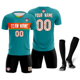 Custom Aqua Classic Sports Sets Soccer Shirt Jersey