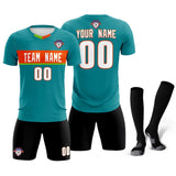 Custom Aqua Classic Sports Sets Soccer Shirt Jersey