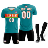 Custom Aqua Classic Sports Sets Soccer Shirt Jersey