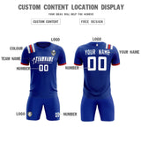 Custom Royal Striped Sportswear Soccer Tops/Sets Jersey For Adults
