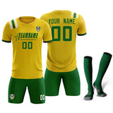 Custom Gold Striped Sportswear Soccer Tops/Sets Jersey For Adults