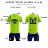 Custom Neon Green Striped Sportswear Soccer Tops/Sets Jersey For Adults