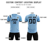 Custom Light Blue Striped Sportswear Soccer Tops/Sets Jersey For Adults