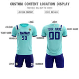 Custom Sky Blue Striped Sportswear Soccer Tops/Sets Jersey For Adults