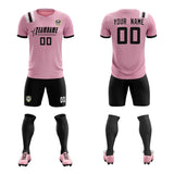 Custom Pink Striped Sportswear Soccer Tops/Sets Jersey For Adults
