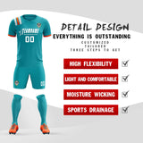 Custom Aqua Striped Sportswear Soccer Tops/Sets Jersey For Adults