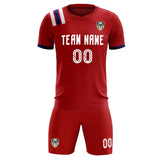 Custom Red Striped Sportswear Soccer Tops/Sets Jersey For Adults