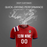 Custom Red Striped Sportswear Soccer Tops/Sets Jersey For Adults