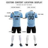Custom Light Blue Striped Sportswear Soccer Tops/Sets Jersey For Adults