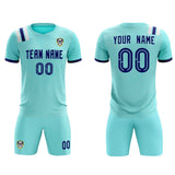 Custom Sky Blue Striped Sportswear Soccer Tops/Sets Jersey For Adults