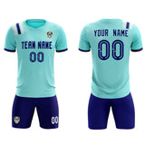 Custom Sky Blue Striped Sportswear Soccer Tops/Sets Jersey For Adults