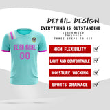 Custom Light Blue Striped Sportswear Soccer Tops/Sets Jersey For Adults