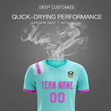Custom Light Blue Striped Sportswear Soccer Tops/Sets Jersey For Adults