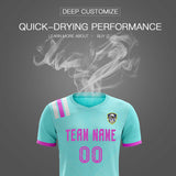 Custom Light Blue Striped Sportswear Soccer Tops/Sets Jersey For Adults