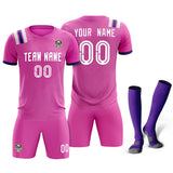 Custom Light Red Striped Sportswear Soccer Tops/Sets Jersey For Adults