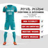 Custom Aqua Striped Sportswear Soccer Tops/Sets Jersey For Adults
