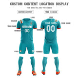 Custom Aqua Striped Sportswear Soccer Tops/Sets Jersey For Adults