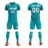 Custom Aqua Striped Sportswear Soccer Tops/Sets Jersey For Adults