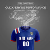 Custom Royal Striped Sportswear Soccer Tops/Sets Jersey For Adults