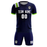 Custom Navy Striped Sportswear Soccer Tops/Sets Jersey For Adults