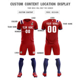 Custom Red Striped Sportswear Soccer Tops/Sets Jersey For Adults