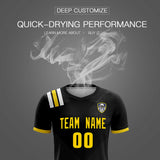Custom Black Striped Sportswear Soccer Tops/Sets Jersey For Adults