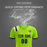 Custom Neon Green Striped Sportswear Soccer Tops/Sets Jersey For Adults