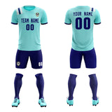 Custom Sky Blue Striped Sportswear Soccer Tops/Sets Jersey For Adults