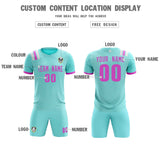 Custom Light Blue Striped Sportswear Soccer Tops/Sets Jersey For Adults