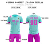 Custom Light Blue Striped Sportswear Soccer Tops/Sets Jersey For Adults